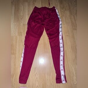 adidas Kids Burgundy Joggers with White Logo Tape